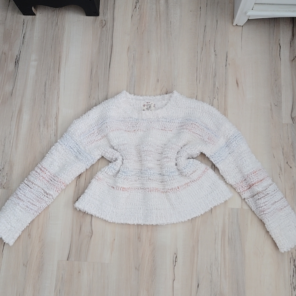 Hippie Rose White and Pastel Striped Sweater